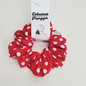 Handmade Women's Scrunchies Large Red Polka Dot